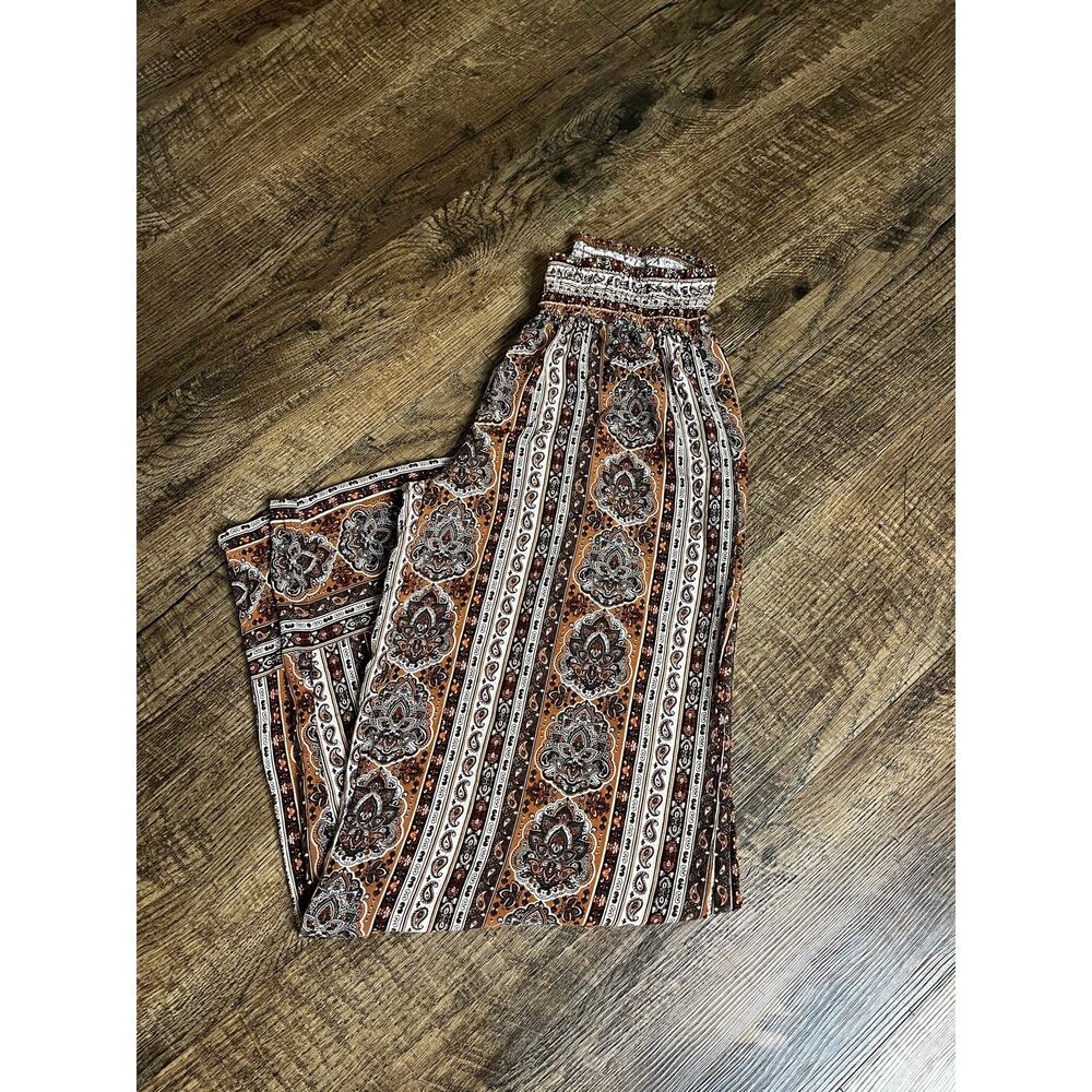 Casual Boho Pull on  Flare Leg Palazzo Pants - Size M - Picture 4 of 7